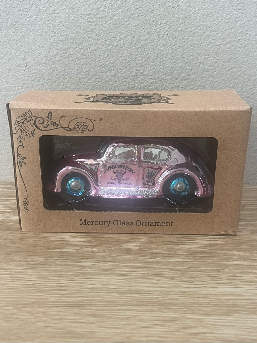 Junk Gypsy Pink Mercury Glass Vintage VW Car Ornament NWT